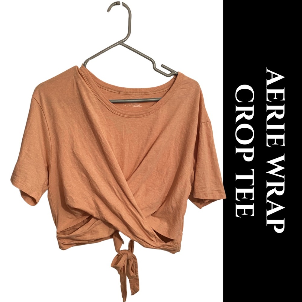 Aerie Wrap Crop Tee - Tan